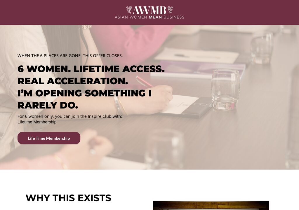 AWMB - Membership Funnel hero section preview